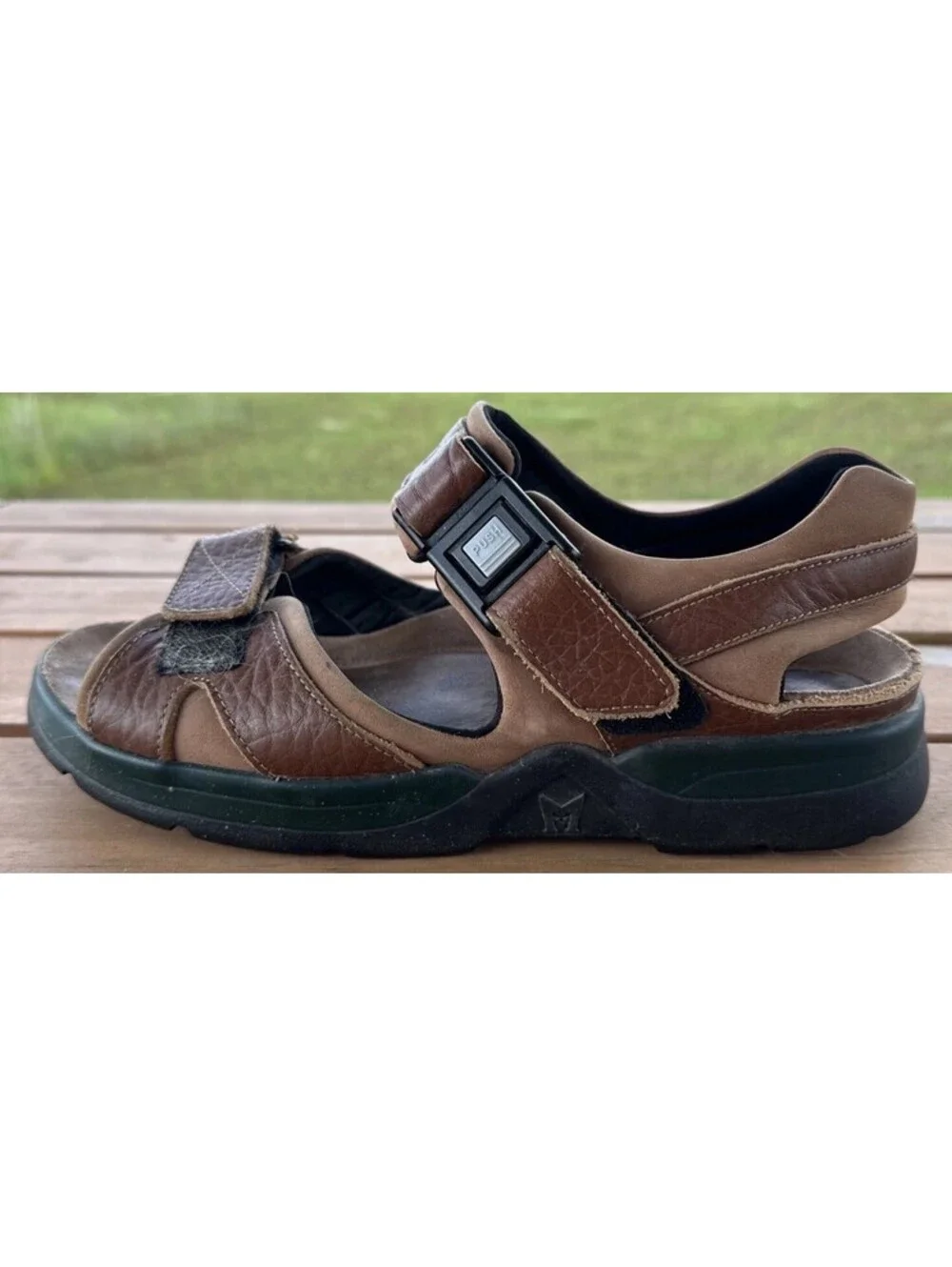 Mephisto Shark Fit Brown Leather Strap Shock Absorber Sandals EUR 41